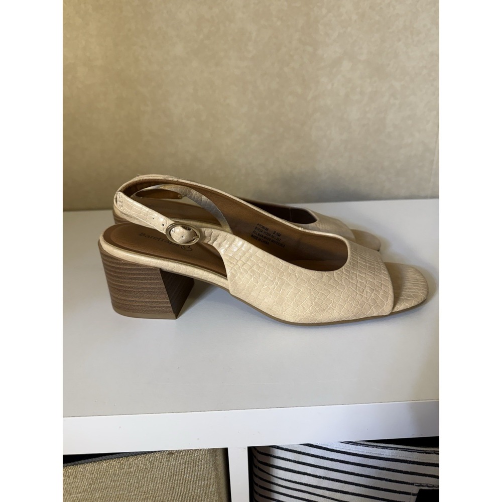 BareTraps Promise Slingback Heels Womens 9.5M Beige Croc Embossed Open Toe